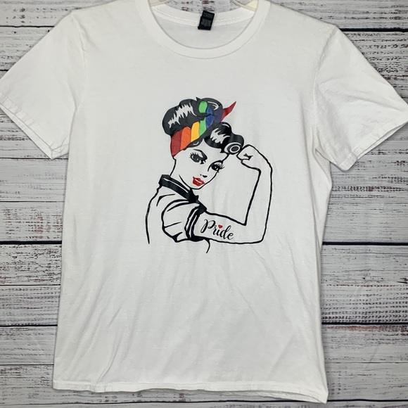 Anvil Tops - Rosie the Riveter Pride White Crew Neck Tee